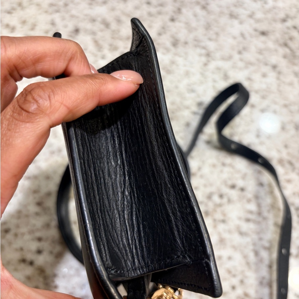Jacquemus Black Leather Mini Bag with Gold Logo - Picture 10 of 11